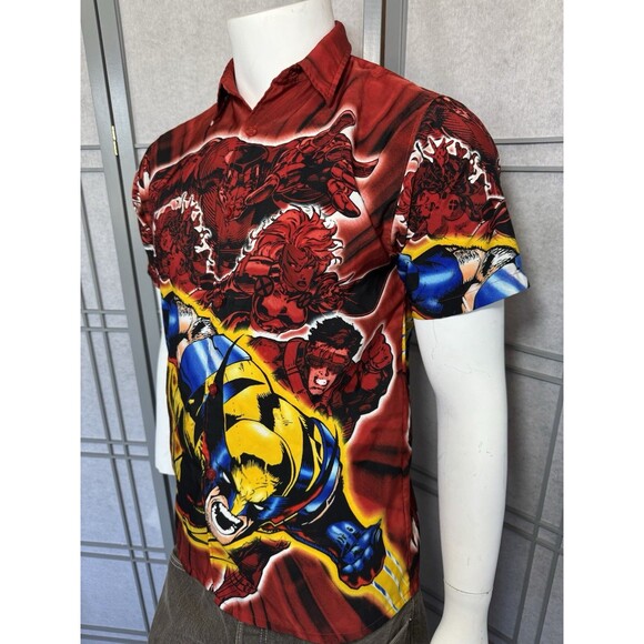 VTG 2002 Marvel Wolverine X-Men AOP Button Down Shirt Men’s L Y2K Comics - Picture 6 of 8